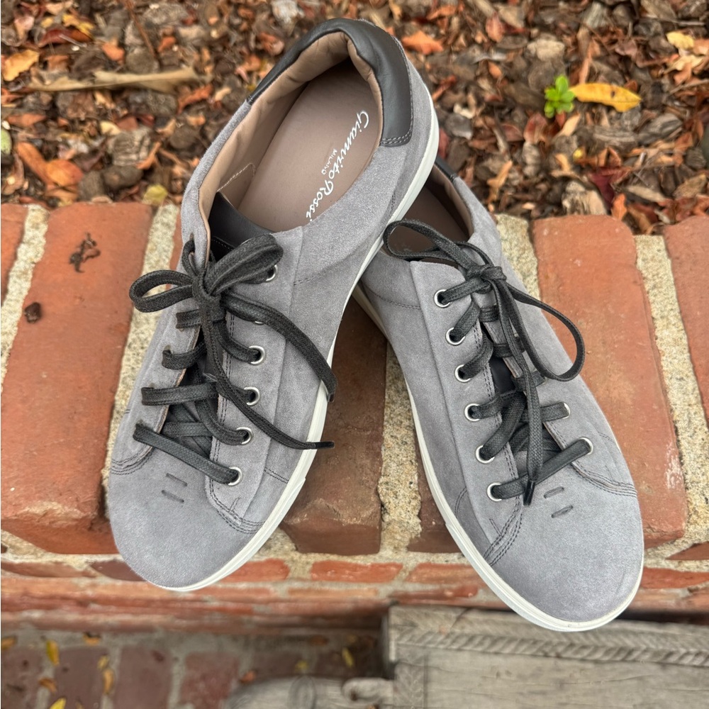 Gianvito Rossi Soft Grey Suede with Taupe Leather Trim and Laces Shoes